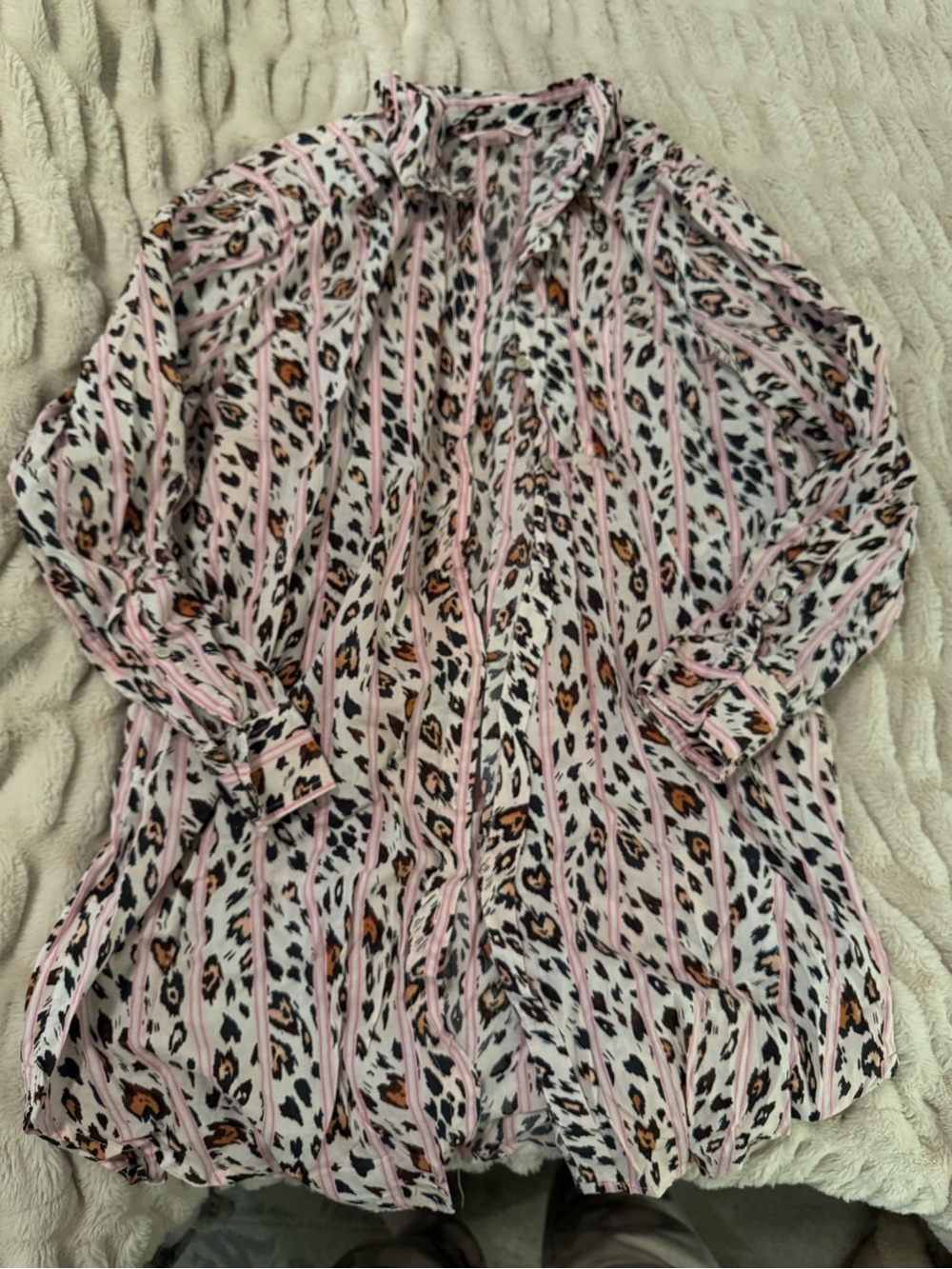 Victoria's Secret Pink‎ Leopard-Stripe Button Shirt